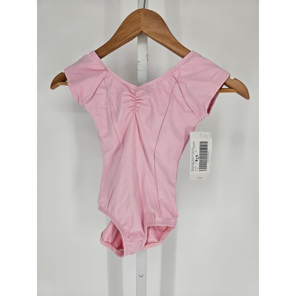 Baltogs Girls Sz S Short Sleeve Light Pink Ballet Leotard Low Back NEW